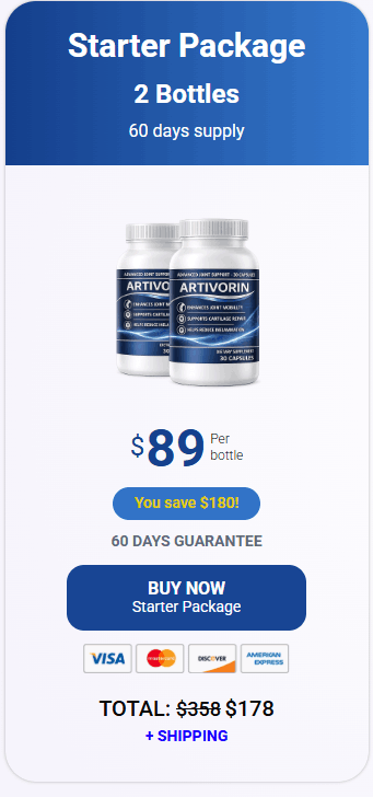Artivorin 2 bottle 60 day starter package