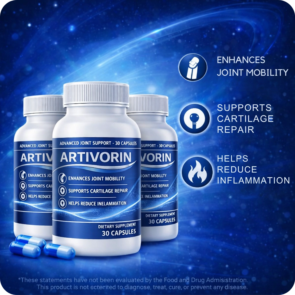 Artivorin advanced joint support supplement bottle with mobility cartilage repair and inflammation benefits